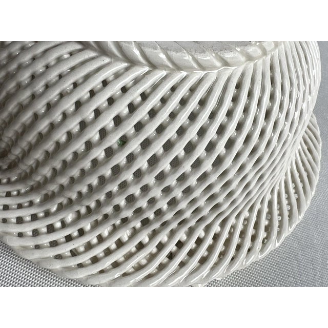 Mid 20th Century Bowl Irish Porcelain Woven Basket Flowers Porcelain Belleek Style Unmarked Vtg. For Sale - Image 18 of 18