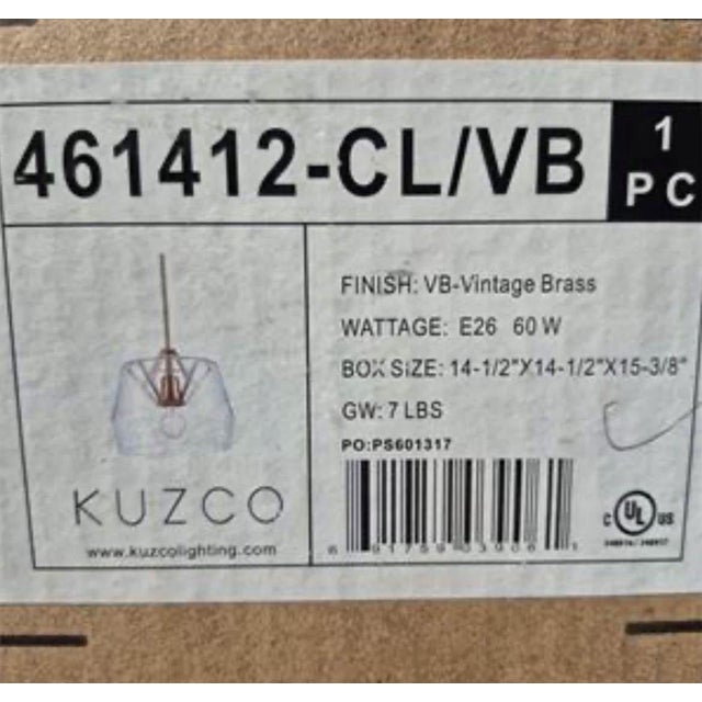 New in Box ~ Deco Brass / Glass Pendant by Kuzco Lighting For Sale - Image 4 of 5