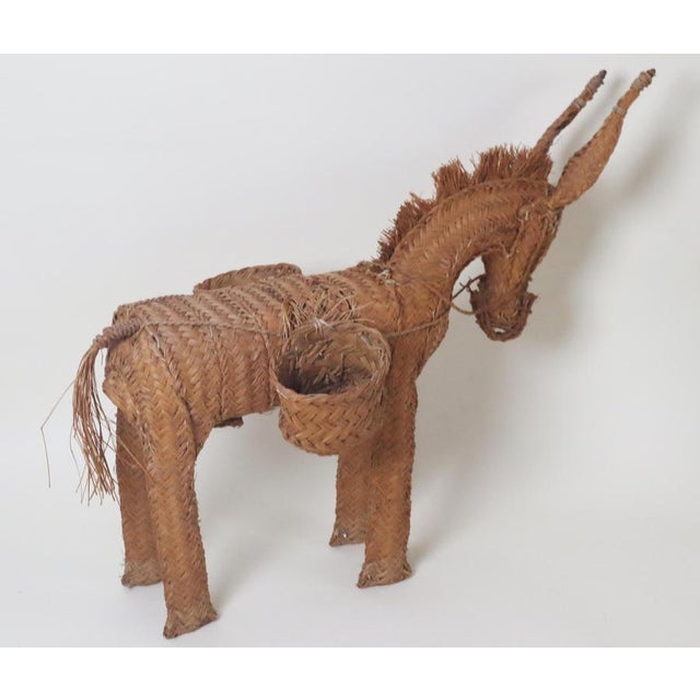 1950s Spanish Hand-Woven Wicker Donkey, 1950s For Sale - Image 5 of 15