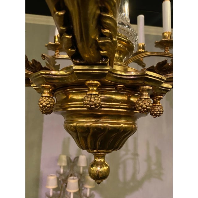 Vintage French Neoclassical Style Polished Brass 16-Light Sconce For Sale - Image 4 of 7
