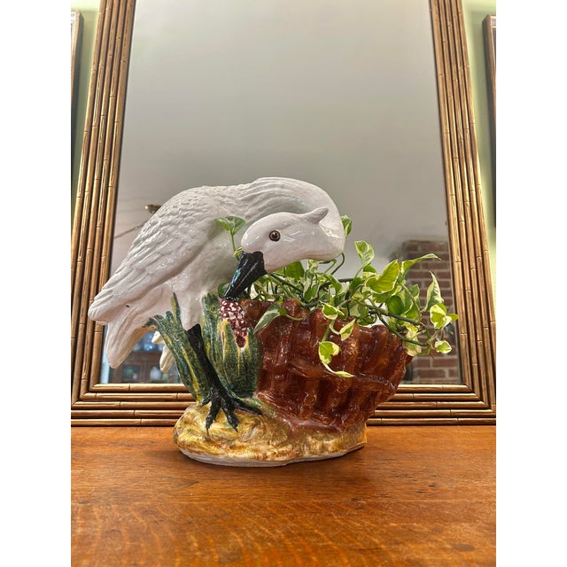 Mid 20th Century Large Majolica Swan Planter or Cache Pot in the Barbotine Style For Sale - Image 4 of 11