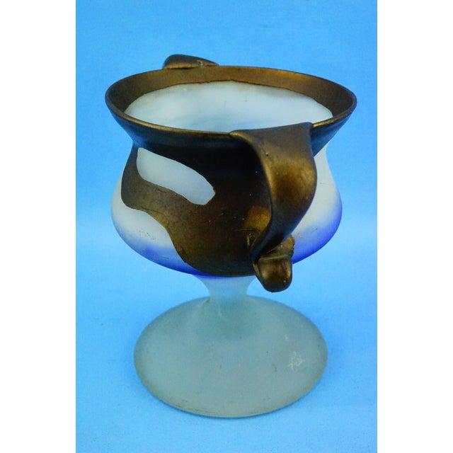 20th CenturyVase in Satin Glass and Galvanized Copper or Bronze by Filip Ravert, Bucharest, 1970s For Sale - Image 3 of 18