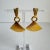 Monet Gold Tone Fan Earrings Clip-on 90s Vintage Statement Drop Earrings For Sale - Image 9 of 9