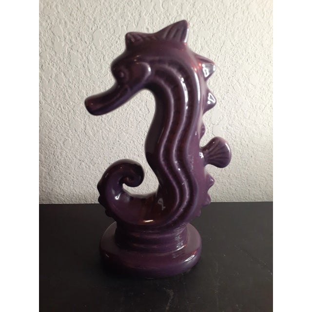 1960s Purple Ceramic Seahorse Figurine For Sale - Image 4 of 5