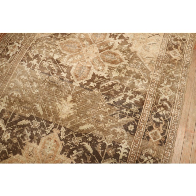 Persian Vintage Zabihi Collection Persian Heriz Brown Gallery Rug For Sale - Image 3 of 12