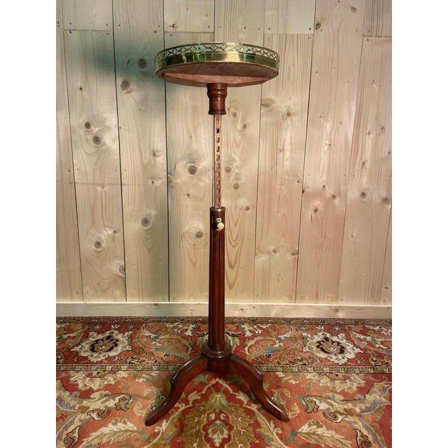 Louis XVI Style Tripod Rack and Pinion Pedestal Table For Sale - Image 6 of 7