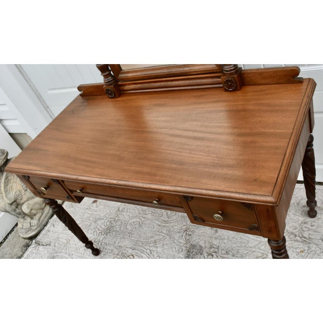 Antique Carved Mahogany Regency Style Vanity W/Mirror For Sale - Image 9 of 12