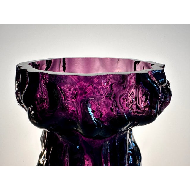 1970s Sculptural Rock-Crystal Glass Vase with Bark Texture by Ingrid Glas, Germany, 1970s For Sale - Image 5 of 13