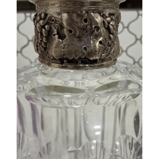 English Antique Sterling Silver Mount Cut Crystal Decanter For Sale - Image 3 of 5