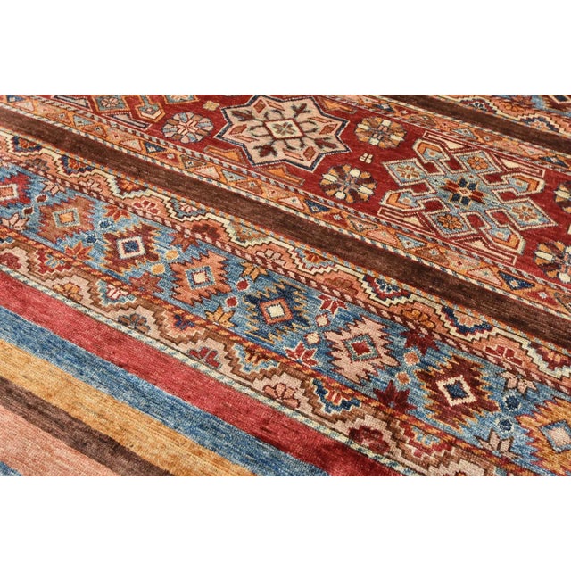 Fine Khorjin Rug 8’4” X 9’8” Multicolor Wool Tribal Hand-Knotted Carpet For Sale - Image 9 of 13