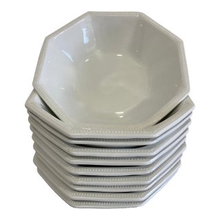 Late 20th Century Johnson Brothers England White Ironstone Octagonal Bowls – Set of 10 For Sale
