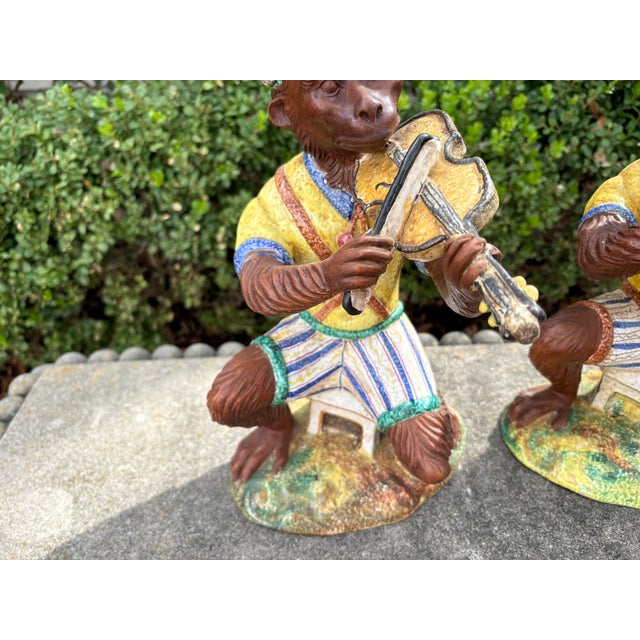 1960s Pair of Italian Glazed Terracotta Monkeys For Sale - Image 4 of 14