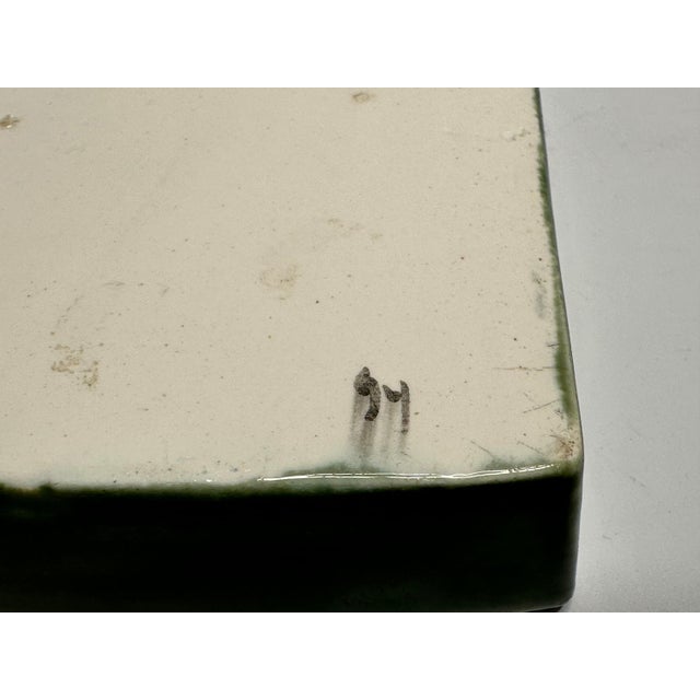 Ceramic Art Nouveau Majolica Tray: Girl & Dog, Carl Luber c. 1900 For Sale - Image 7 of 10