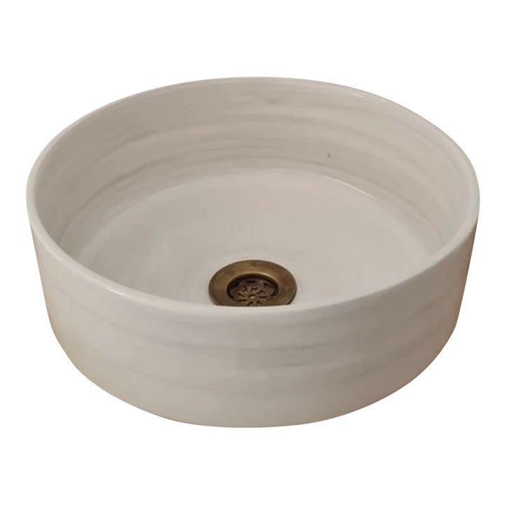 Contemporary Minimalistic White Bathroom Wash Basin | Chairish