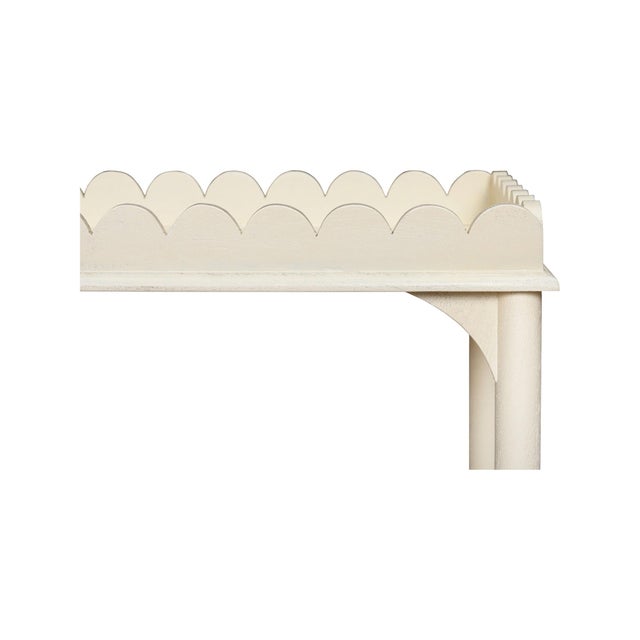 The Scalloped Creme Rectangle Side Table Crafted from natural wood, this scalloped accent tables add a joyful pop of color...