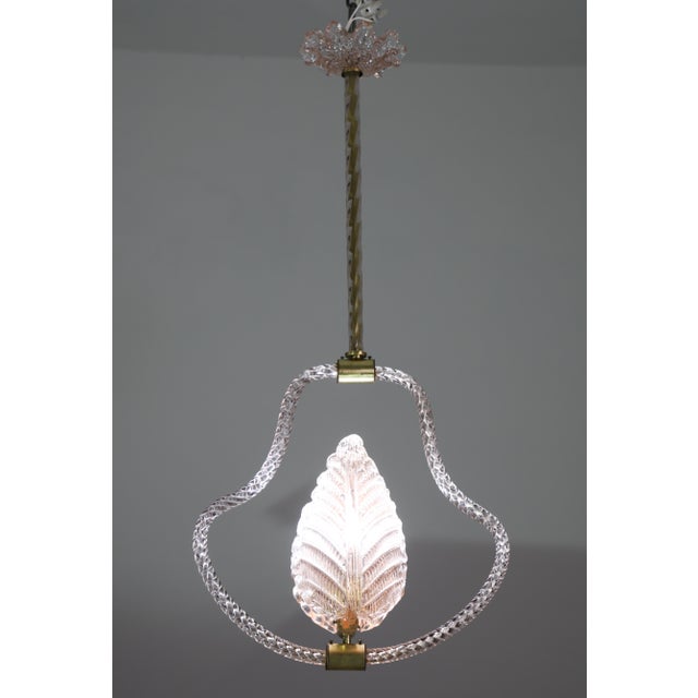 1950s Mid Century Modern Pink Leaf Murano Glass Chandelier by Barovier E Toso For Sale - Image 11 of 16