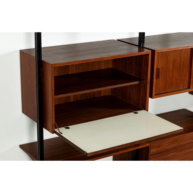 Early Production George Nelson Omni Three-Bay Modular Walnut Wall Unit by Structural Products, Circa 1961 For Sale - Image 12 of 18