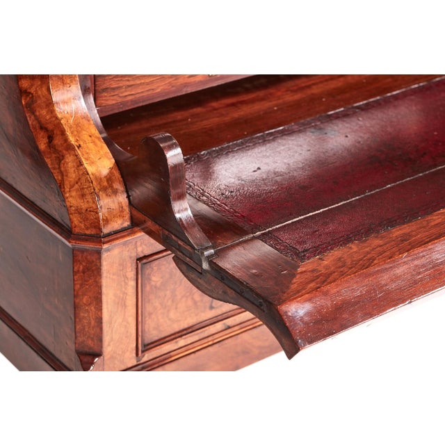 Antique Victorian Burr Walnut Bureau with Carved Paw Feet, 1860 For Sale - Image 3 of 6