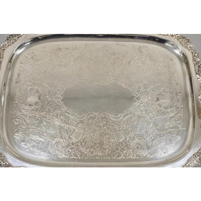 Victorian Vintage Poole Epca Sevenoaks 650 Large Silver Plated Serving Platter Bar Tray For Sale - Image 3 of 12