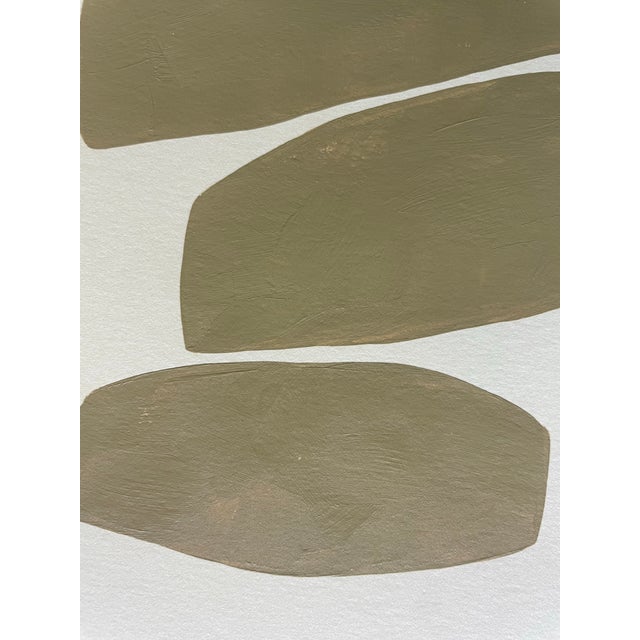 Abstract minimalist acrylic painting on French hand crafted cotton paper. Framed in a gold frame. All works on paper are...