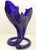 1970s Cobalt Blue Blown Glass American Cornucopia Gondola Centerpiece Vase For Sale - Image 4 of 16