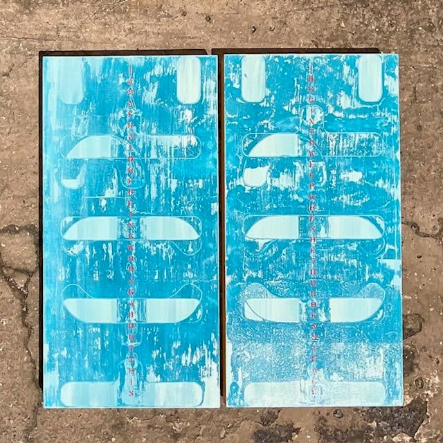 Abstract Vintage Contemporary Abstract Oil on Board - Set of 2 For Sale - Image 3 of 10