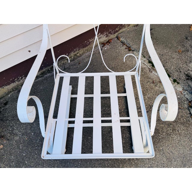 Vintage 1960s White Wrought Iron Cantilever Lounge Chair For Sale - Image 4 of 10