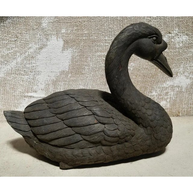 Swan Statue, 1920, Bronze with Verdigris For Sale - Image 3 of 9