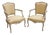 Louis XV Style Cabriolet Armchairs with Patina Finish, 1949, Set of 2 For Sale