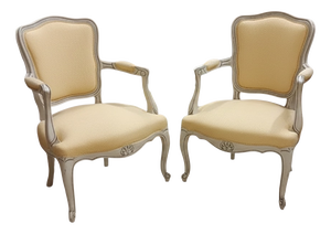 Louis XV Style Cabriolet Armchairs with Patina Finish, 1949, Set of 2
