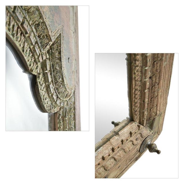 Large Antique Mirror in Patinated Solid Wood For Sale - Image 5 of 9