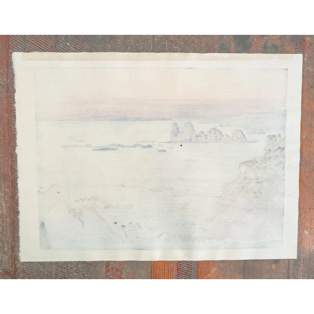Early 20th Century Japanese Woodblock Print by Toshi Yoshida "Isozaki Morning" For Sale - Image 12 of 15