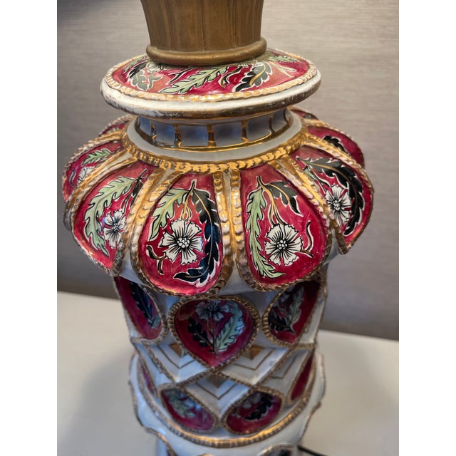 Impressive Late 19th Century Cantagalli for Artaldt Hand Painted Daliso Lustro Majolica Lamp Italy For Sale - Image 9 of 10