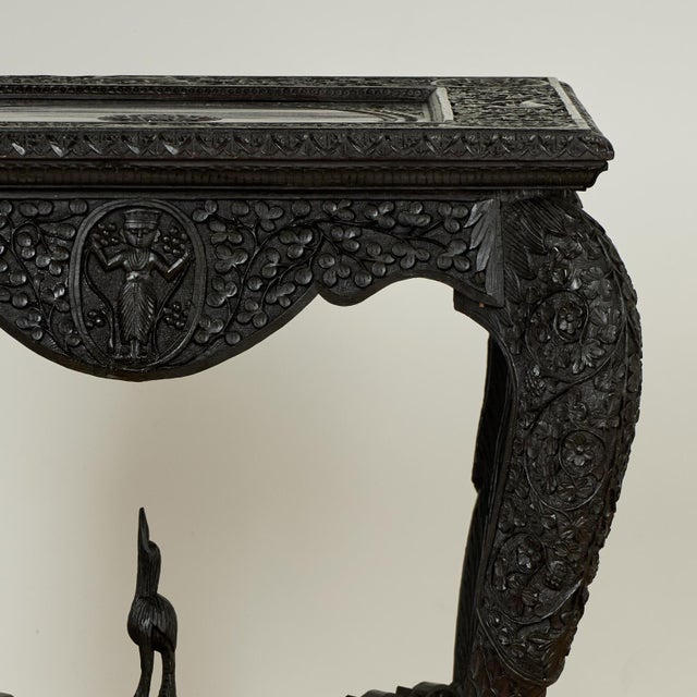 English Antique Anglo Indian Carved Rosewood Table For Sale - Image 3 of 14