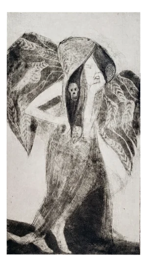Krystyna Jaszke, Fallen Angel, Mezzotint on Paper, 2013