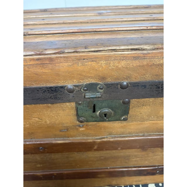 Antique Wooden Steamer Trunk, 1890s For Sale - Image 9 of 15