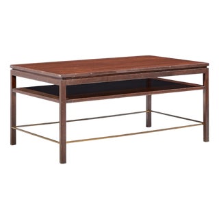 Edward Wormley for Dunbar Mid Century Mahogany and Brass Coffee Table For Sale