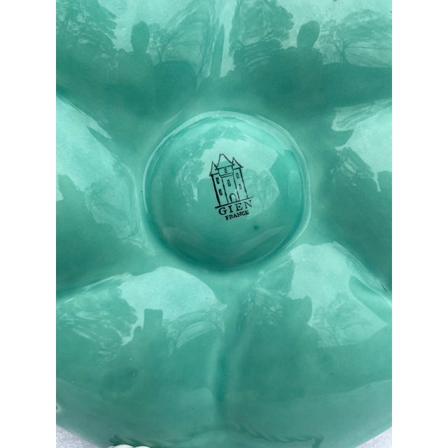 1940s French Gien Turquoise Majolica Oyster Plate For Sale - Image 13 of 14