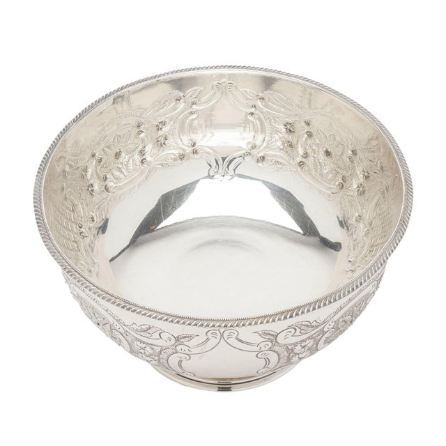 Vintage Hand Chased English Sheffield Punch Bowl & Tray, C. 1900-50 For Sale - Image 10 of 12