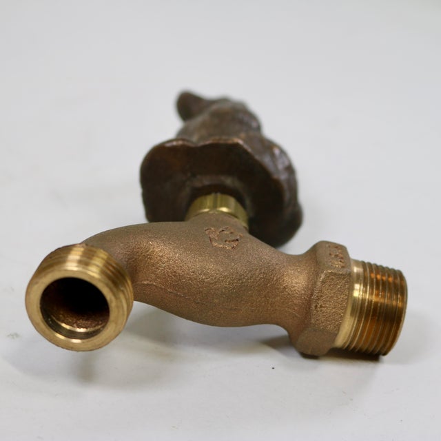 Metal Vintage Brass and Bronze Dog Garden Water Spigot For Sale - Image 7 of 11
