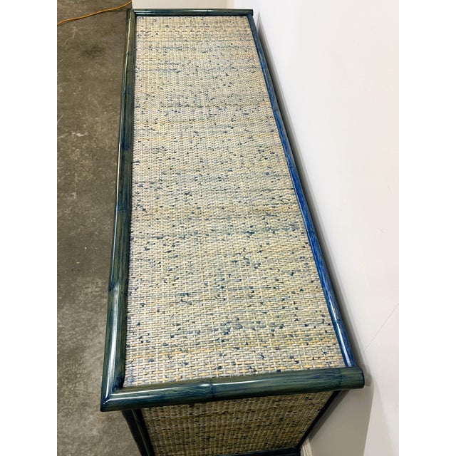 1980s Vintage Blue Rattan Chest of Drawers from Maugrion, 1970s For Sale - Image 5 of 9