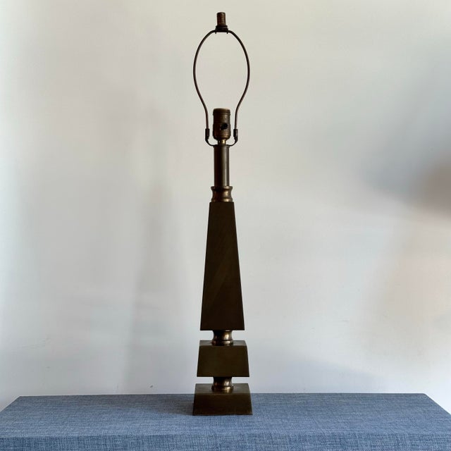 Vintage Solid Bronze Architectural Table Lamp Base For Sale - Image 4 of 5