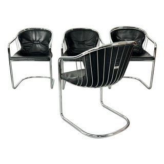 Vintage Cantilever Chair in Leather and Chrome by Gastone Rinaldi for Fasem, 1970s For Sale