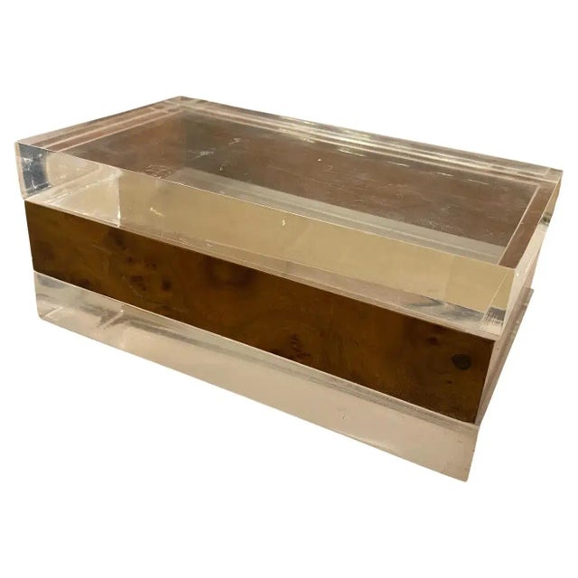 1980s Gabriella Crespi Style Plexiglass and Walnut Italian Box For Sale - Image 11 of 11