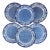 Creil Et Montereau Faïence Blue & White Floral Plates, Set of Six For Sale