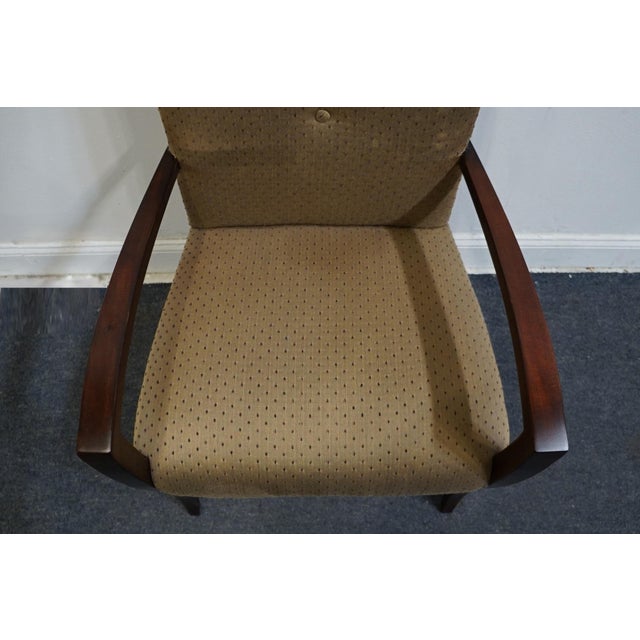 Late 20th Century Hickory White Contemporary Modern Upholstered Dining Arm Chairs For Sale - Image 5 of 9