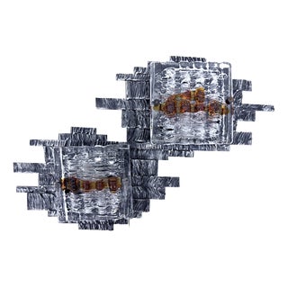Brutalist Two-Light Wall Lamp by Albano Poli for Poliarte, 1960s For Sale