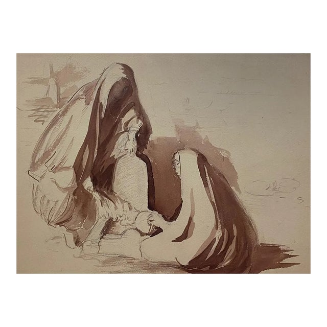 Devotion, Early 20th-Century, Watercolor For Sale
