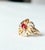 Vintage Mid-Century 18k Yellow Gold Garnet and Diamond Flower Cluster Ring, Size 7 For Sale - Image 11 of 12