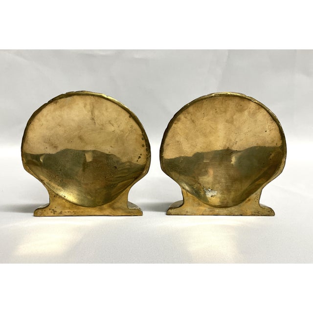 Vintage Brass Calm Shell Bookends For Sale - Image 4 of 7